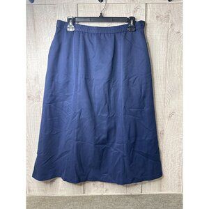 Appleseeds Womens Petites Navy Blue Midi Skirt 12P Pockets Office Career Preppy